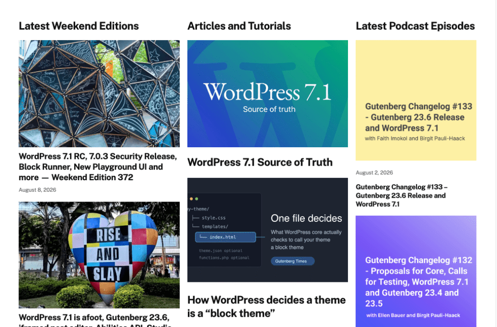 Gutenberg Times: WordPress 7.1 arrives at WordCamp US, Abilities API for developers, and a new theme for Gutenberg Times and more — Weekend Edition #373